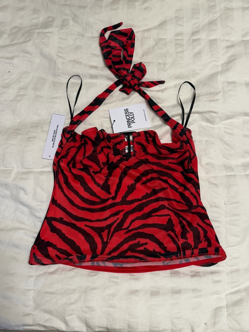 Oh Polly Red Zebra Halter Bustier Top - Picture 5 of 7